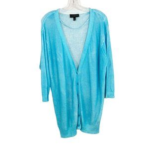 Lane Bryant Blue Light Weight Button Front V-Neck Cardigan Sweater - Size 14/16